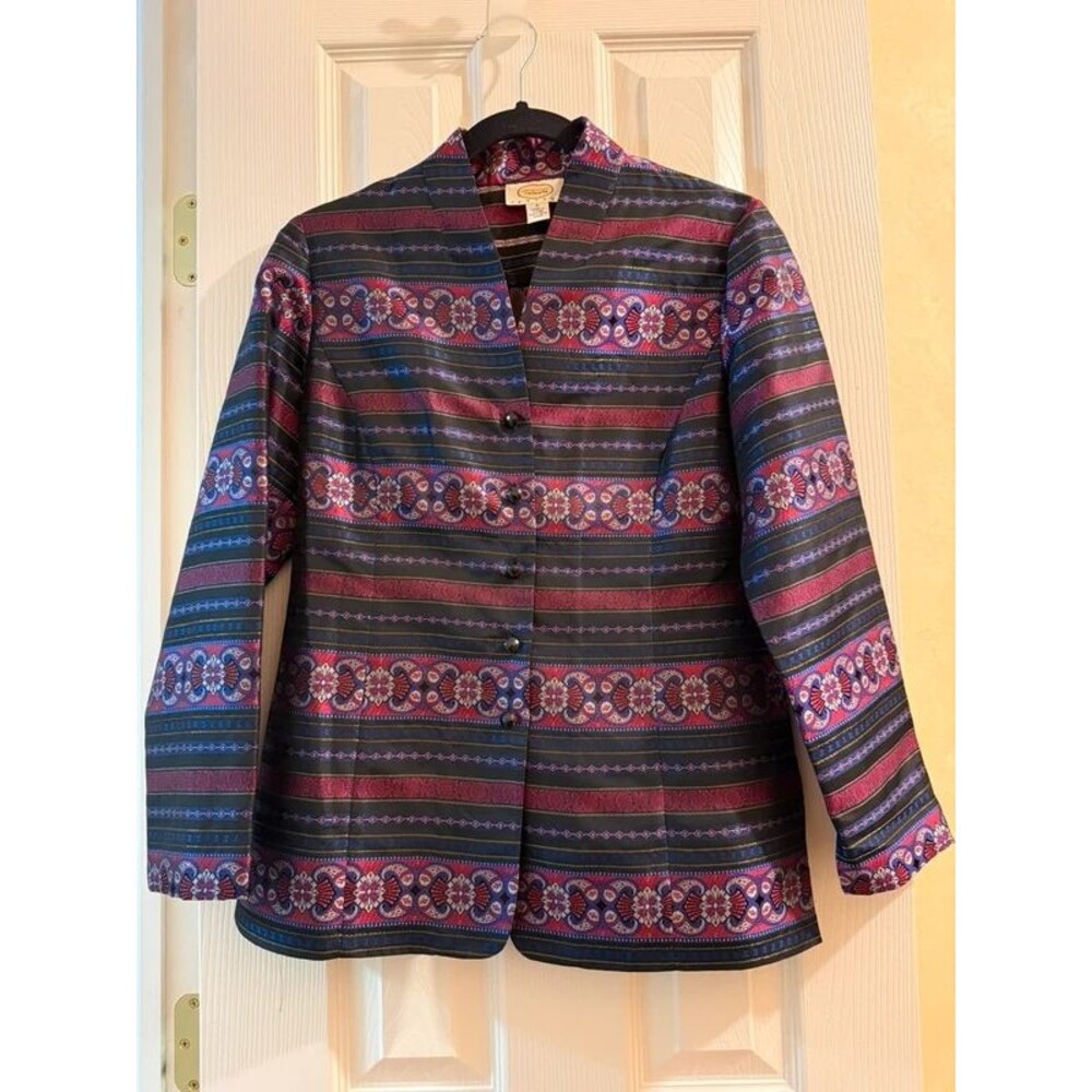 Talbots Petites 98% Silk Brocade Jacquard Blazer Jacket 6P